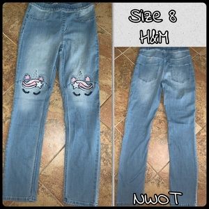 H&M Unicorn Denim Leggings Size 8